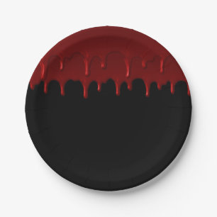 Halloween Party Bloody Drips Red Paper Plate