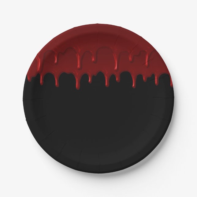 Halloween Party Bloody Drips Red Paper Plate (Front)
