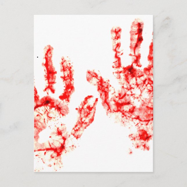 Halloween Party Bloody Handprint Postcard (Front)
