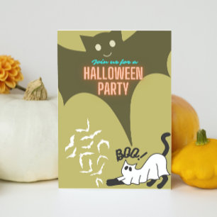 Halloween party boo cat custom invitations