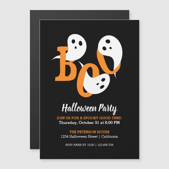 Halloween Party Boo Ghosts Black Invitation Magnet (Front/Back)