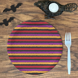 Halloween Party Bright Stripes Paper Plates