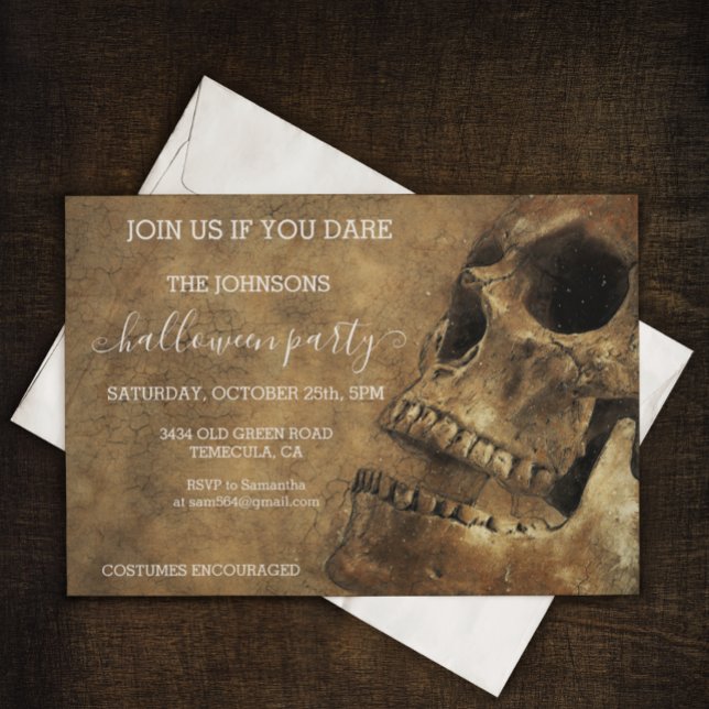 Halloween Party Budget Vintage Skull Invitation (Creator Uploaded)