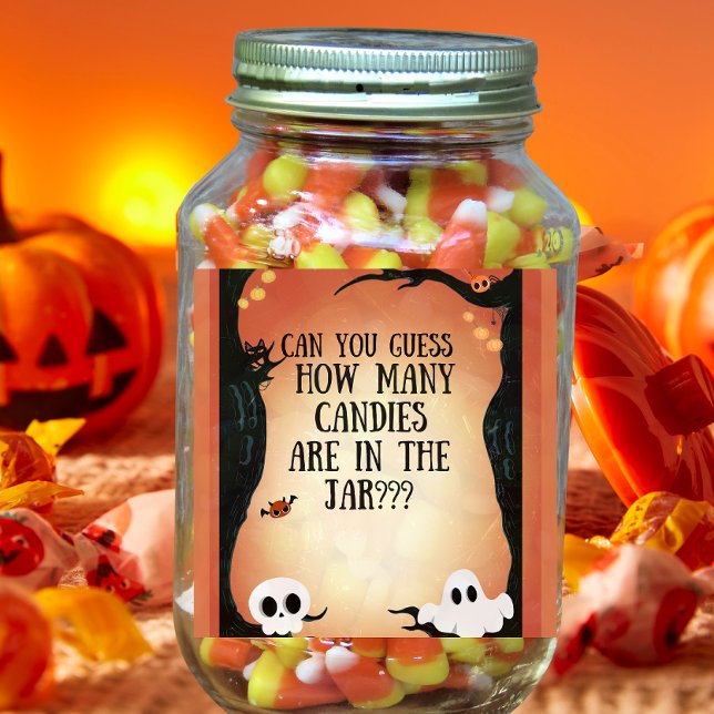 Halloween party candy guest game square sticker (Creator Uploaded)