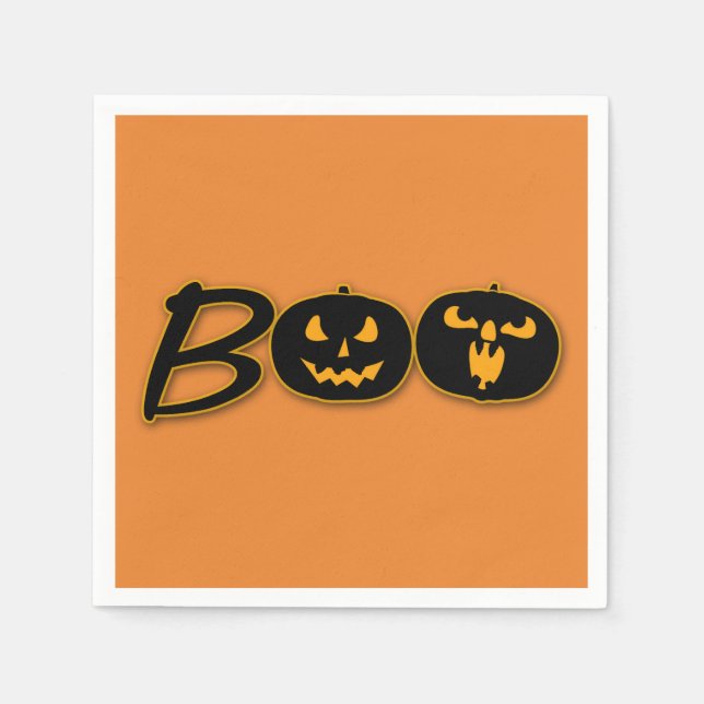 Halloween Party Celebration BOO Pumpkins Napkin (Front)