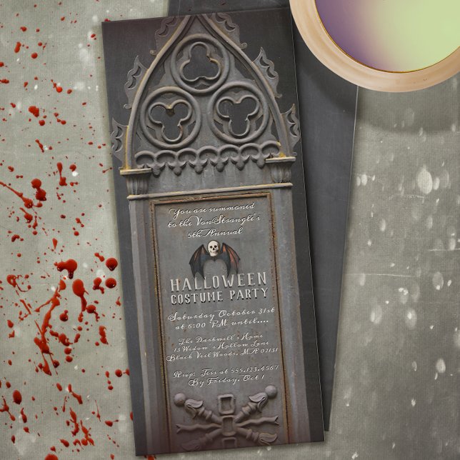  Halloween Party Cemetery Tombstone Invitation (tombstone themed halloween invitation)