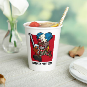 Halloween Party Change The Year Chainsaw Clown Paper Cups