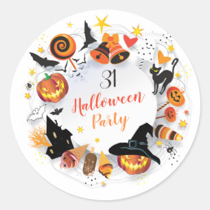 Halloween Party Characters Trendy Design Custom Classic Round Sticker