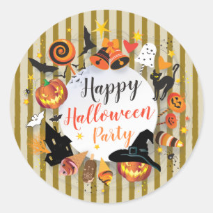 Halloween Party Characters Trendy Design Custom Classic Round Sticker