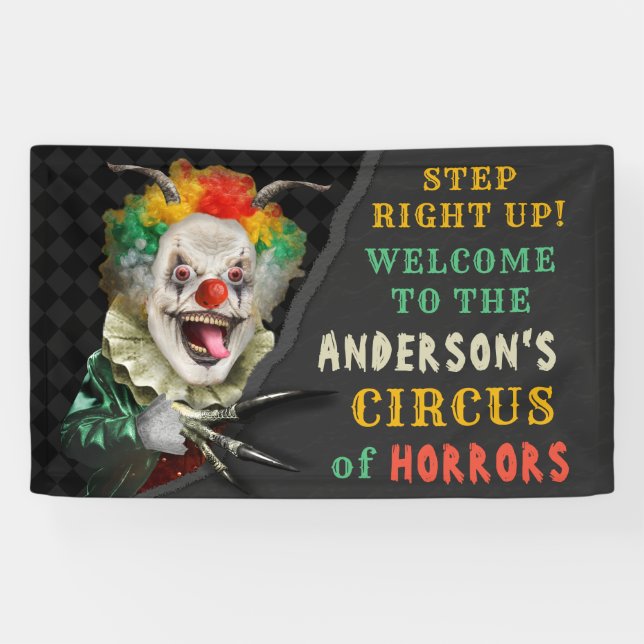 Halloween Party Circus Clown Scary Carnival Custom Banner (Horizontal)