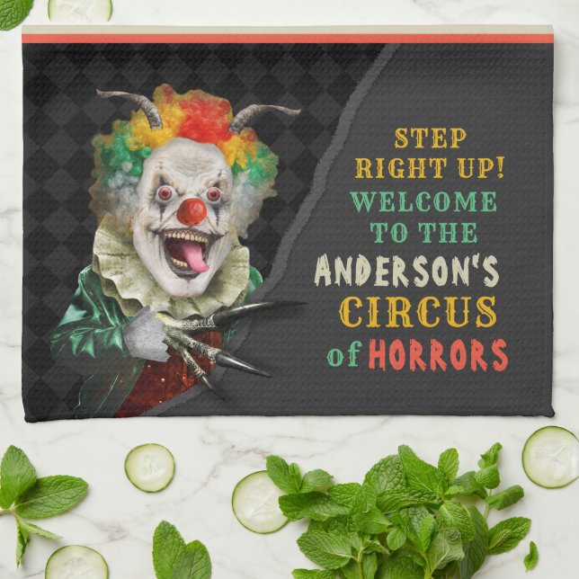 Halloween Party Circus Clown Scary Carnival Custom Tea Towel (Folded)
