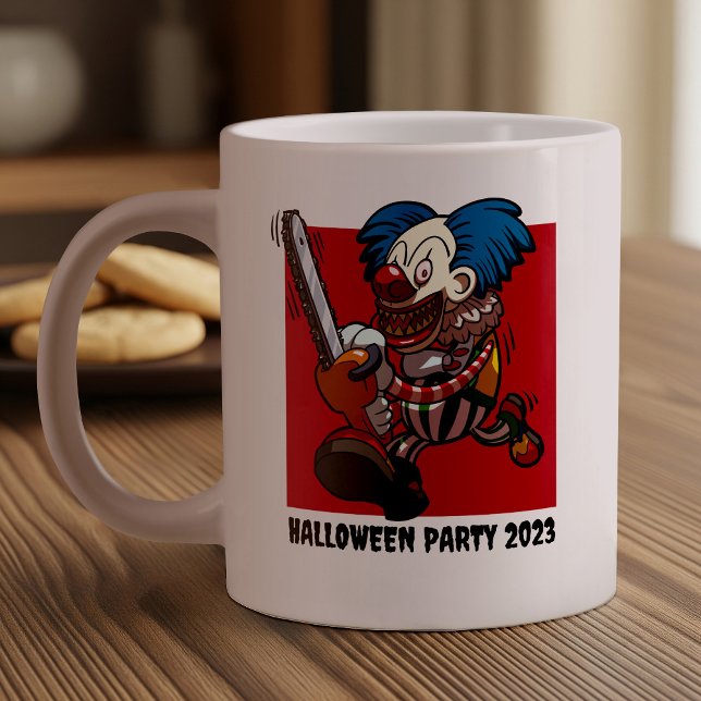Halloween Party Colourful Chainsaw Clown Cartoon Large Coffee Mug (Creator Uploaded)
