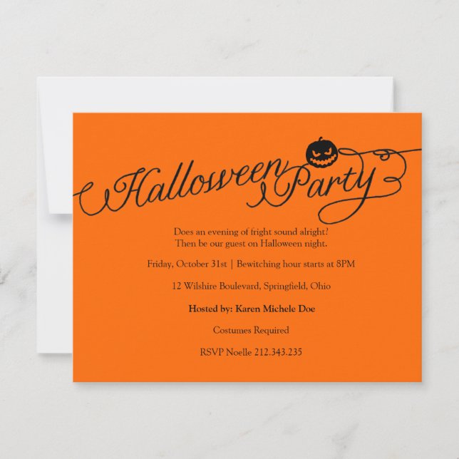 Halloween Party Costume Invitation (Front)