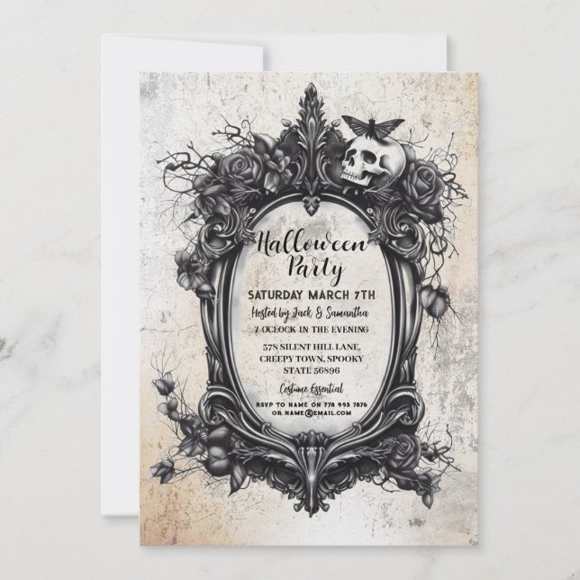 Halloween Party Creepy Frame Gothic Birthday Invitation (Front)