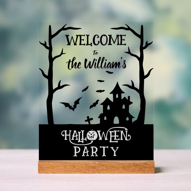 Halloween Party Custom Family Name Welcome Sign (Neutral)