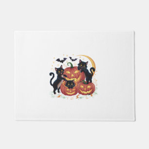 Halloween Party Cute Black Cats and Pumpkins Hallo Doormat