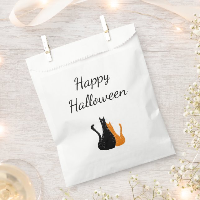 Halloween Party Cute Cats Black Orange  Favour Bags (Clipped)