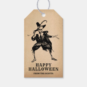 Halloween Party Dancing Skeleton Gothic Vintage Gift Tags