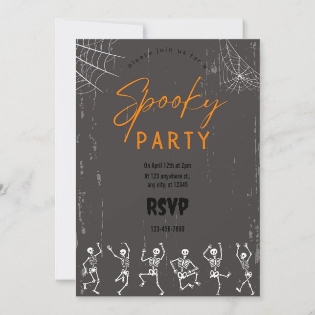 Halloween Party Dancing Skeleton Invitation (Front)
