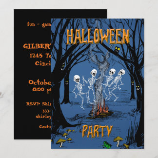Halloween Party Dancing Skeletons Invitation