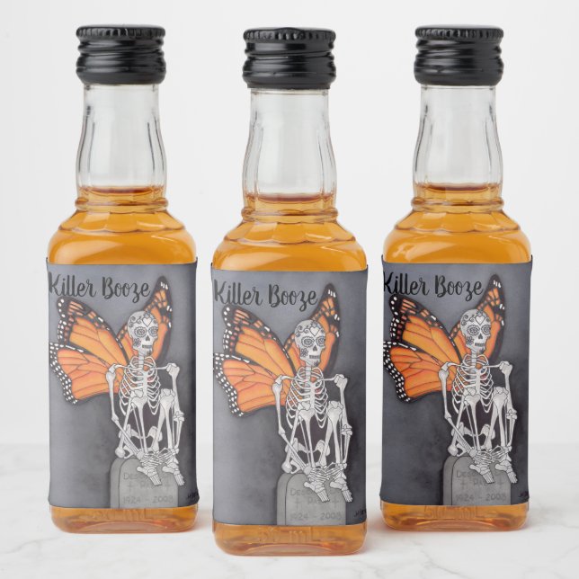Halloween Party Day of the Dead Skeleton DIY Text Liquor Bottle Label (Bottles)