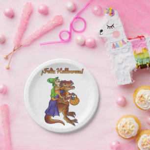  Halloween party Dinosaur paper plates Spanish