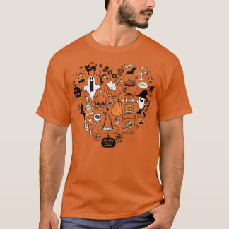 Halloween Party Doodle Heart Shape Costume  T-Shirt