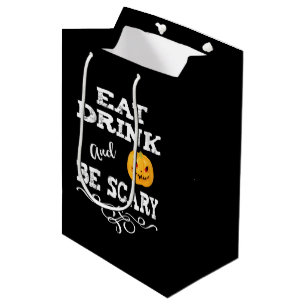 Halloween Party Eat Drink & Be Scary Pumpkin Face Medium Gift Bag