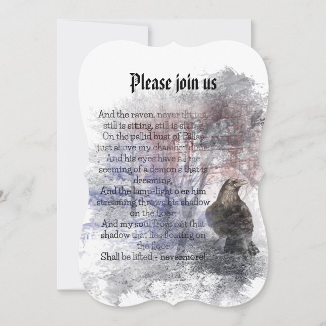 Halloween Party Edgar Allan Poe Raven Poem Invitation (Front)