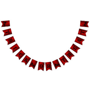 Halloween Party Evil Black Cat Pumpkin Red Scary Bunting