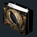 Halloween Party Evil Black Crow Orange Flowers Large Gift Bag<br><div class="desc">Halloween Party Evil Black Crow Orange Flowers Large Gift Bag. Unique,  beautiful,  stylish design. Easy to be personalised. Font style,  size and colours can be changed. Matching items are available.</div>