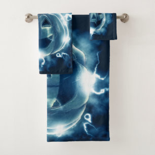 Halloween Party Evil Blue Pumpkin Horror Scary Bath Towel Set