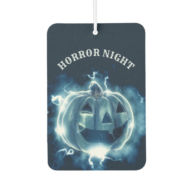 Halloween Party Evil Blue Pumpkin Horror Scary Car Air Freshener (Front)
