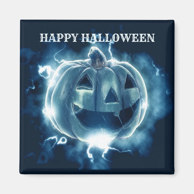 Halloween Party Evil Blue Pumpkin Horror Scary Magnet (Front)