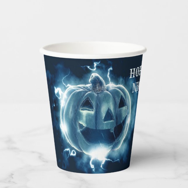Halloween Party Evil Blue Pumpkin Horror Scary Paper Cups (Front)
