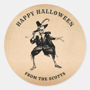 Halloween Party Favor Skeleton Gothic Vintage Classic Round Sticker