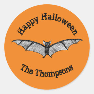 Halloween Party Favour Gothic Bat Customisable Classic Round Sticker