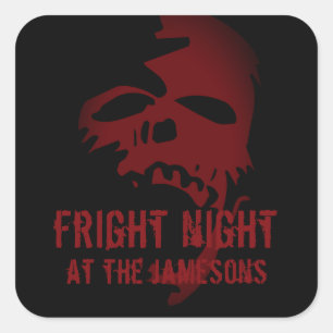 Halloween Party Favour Scary Red Skull Goth Sticke Square Sticker