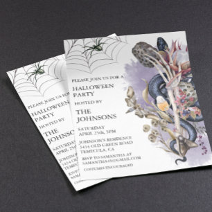 Halloween Party Floral Snake Watercolor 
