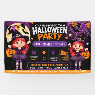 Halloween Party for Kids Banner Cute Spooky