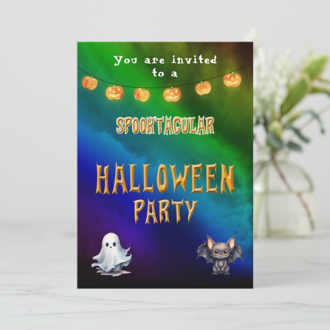 Halloween Party for Kids colourful cute Invitation (Standing Front)