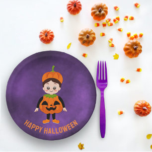 Halloween Party for Kids Pumpkin Paper Plate