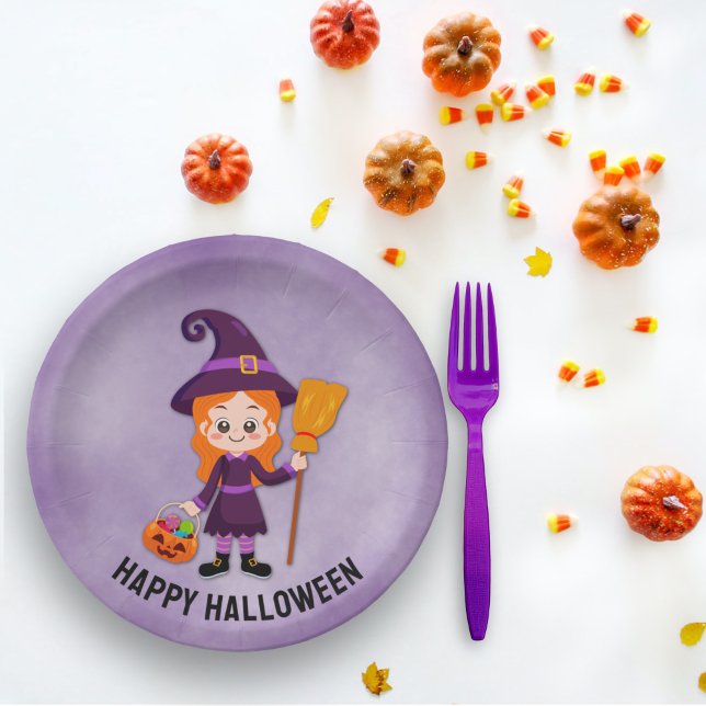 Halloween Party for Kids Witch Paper Plate (Creator Uploaded)