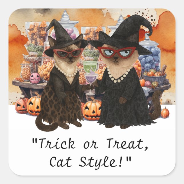 Halloween Party for Siamese Cat lovers Square Sticker (Front)