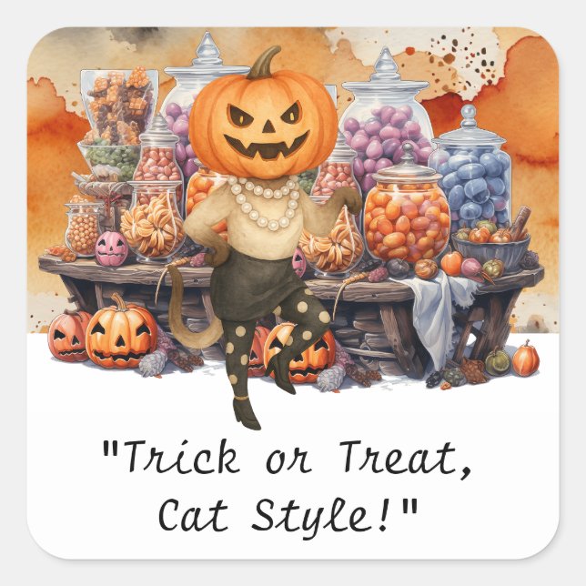 Halloween Party for Siamese Cat lovers Square Sticker (Front)
