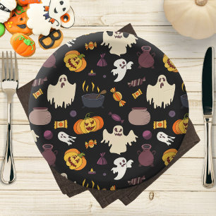 Halloween Party Fun Illustrations Paper Plate