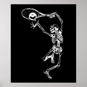 Halloween Party Funny Pickleball Skeleton Player  Poster