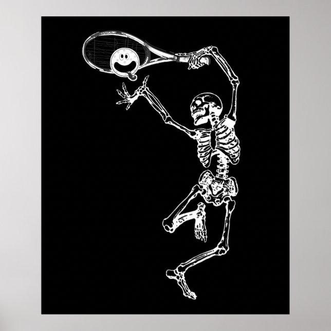 Halloween Party Funny Pickleball Skeleton Player  Poster (Front)