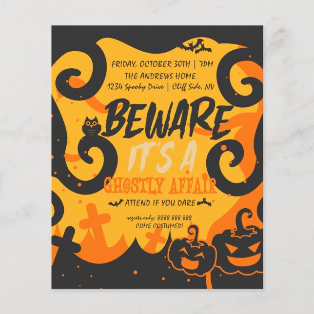 Halloween party, funny, scary pumpkin invitation  (Front)