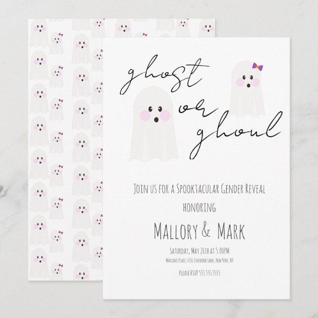 Halloween Party Gender Reveal  Invitation (Front/Back)